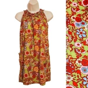 Peek Sgt Fletcher Floral Girls Dress Green Red X Large